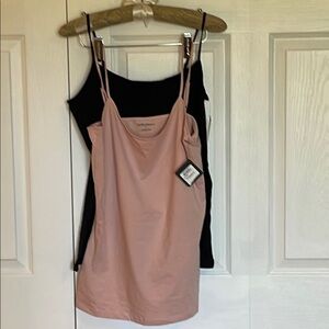 2 Women's Pink and Black Tank Tops
